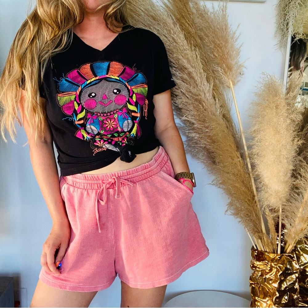 VINTAGE Stitched Halloween Fall Autumn Multicolor Pilgrim Scarecrow Tee Shirt M